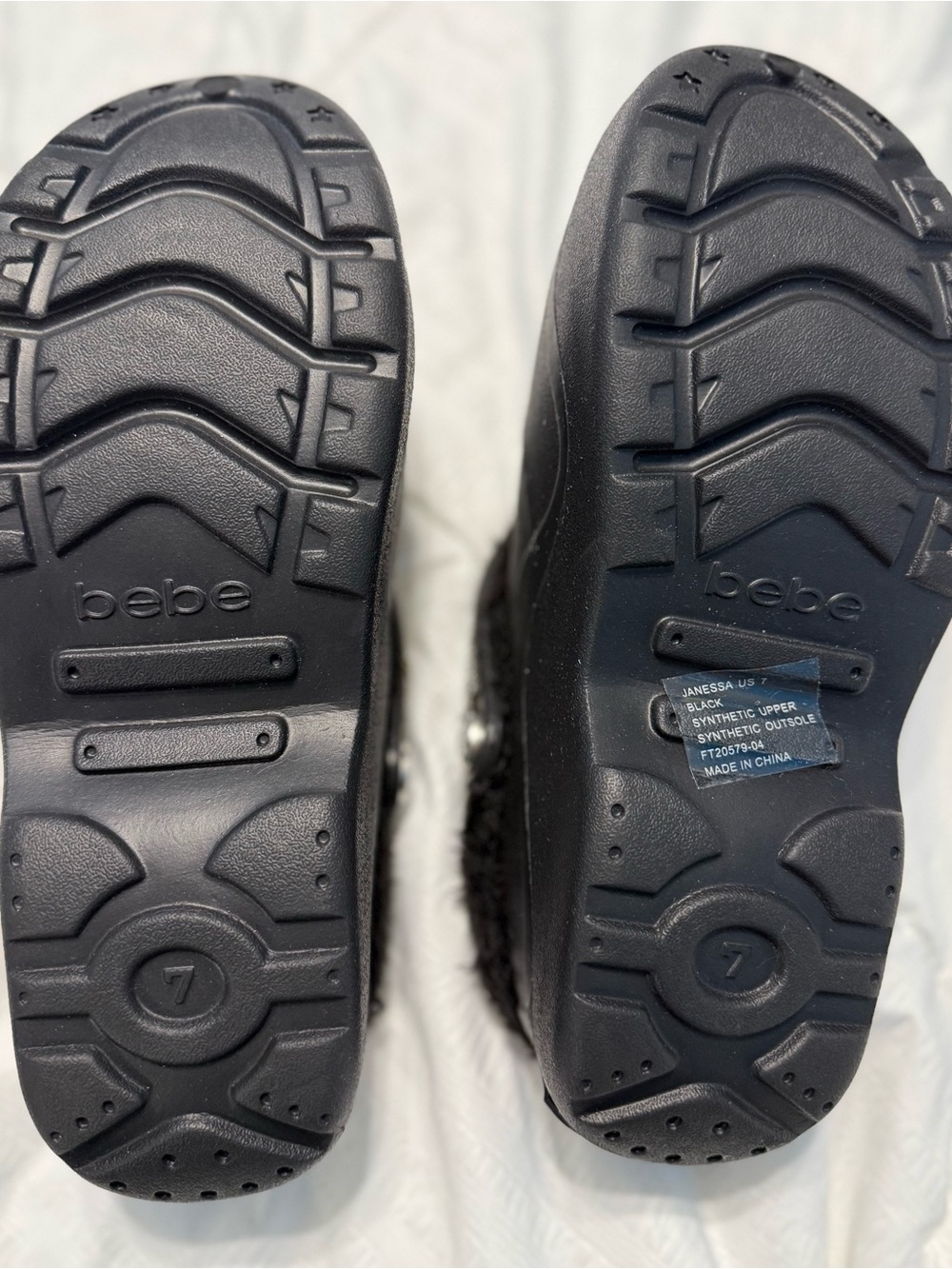 bebe Black Faux-Fur Lined Sparkle Strap Slip-Ons - Picture 6 of 7